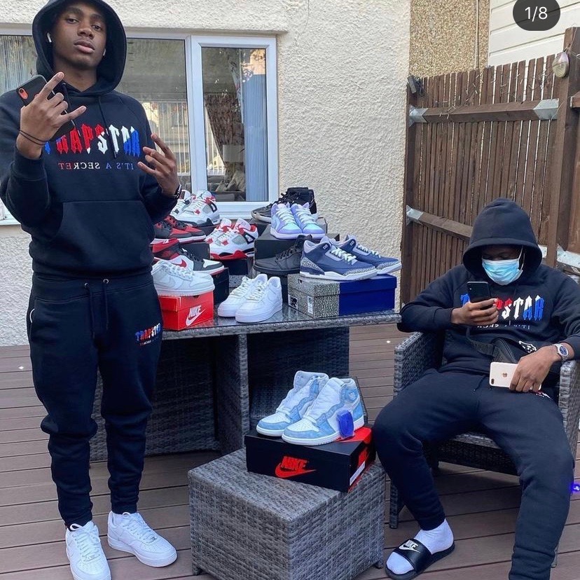 Trapstar Towel Embroidered Hoodie & Pants (Blue Red White Logo)