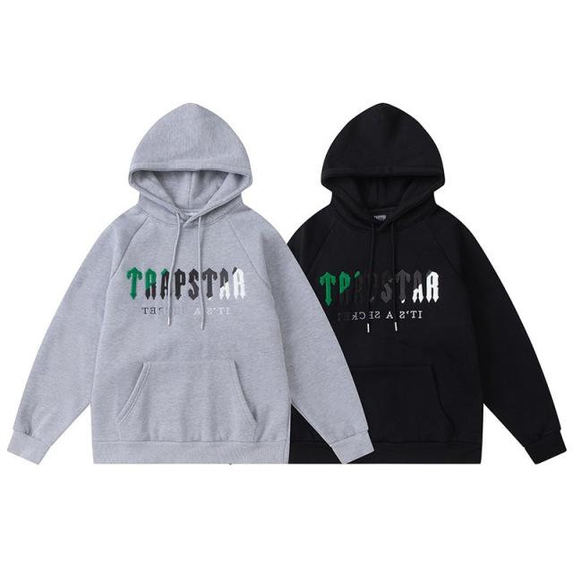 Trapstar Towel Embroidered Hoodie & Pants (Green White Gray Logo)
