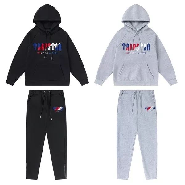 Trapstar Towel Embroidered Hoodie & Pants (Blue Red White Logo)