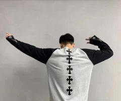 Chrome Hearts color matching long sleeves black white grey