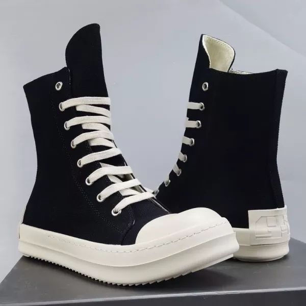 R*ck Οwens Hi-Street Thick Sole Zipper High Shoes Black High Top