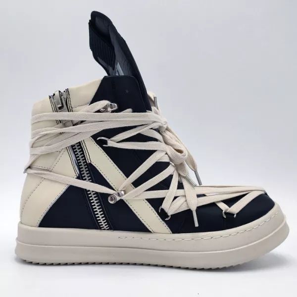 R*ck Οwens Hi-Street Big Tongue Long Laces Leather High Shoes Black High Top
