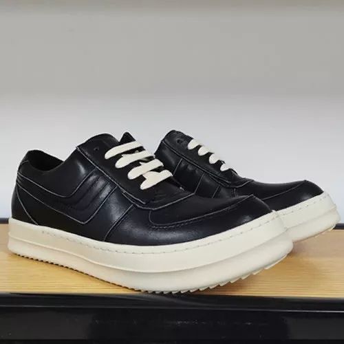 R*ck Οwens Swoosh Hi-Street Low Leather Shoes Black White High Top