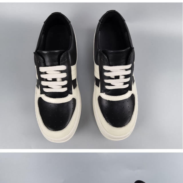 R*ck Οwens Swoosh Hi-Street Low Leather Shoes Black White High Top