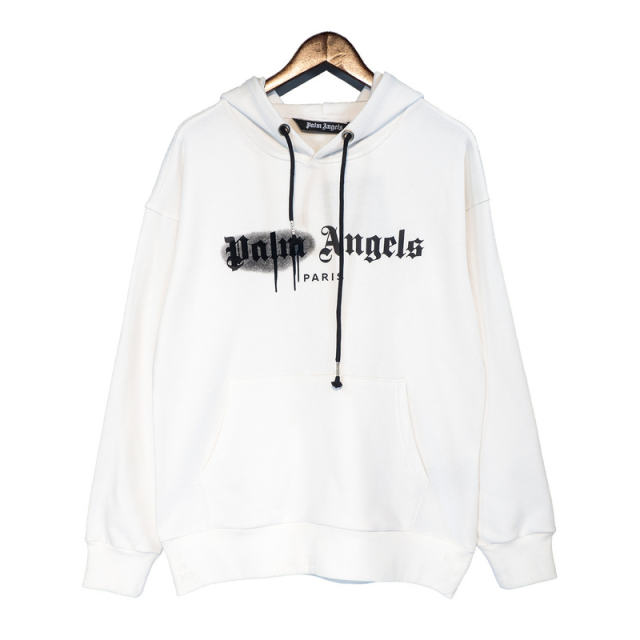 Palm Angels 22FW Painted Logo Hoodie Black White