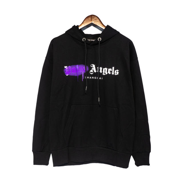 Palm Angels 22FW Painted Logo Hoodie Black White