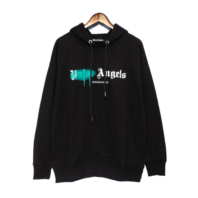 Palm Angels 22FW Painted Logo Hoodie Black White