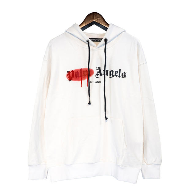 Palm Angels 22FW Painted Logo Hoodie Black White