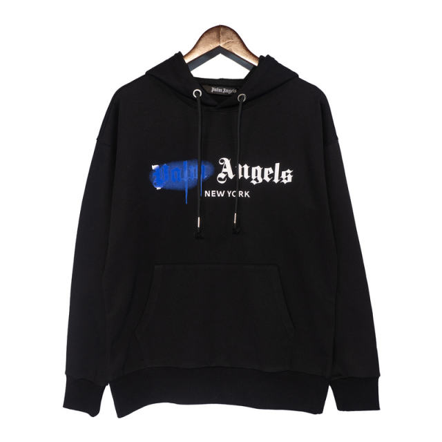 Palm Angels 22FW Painted Logo Hoodie Black White