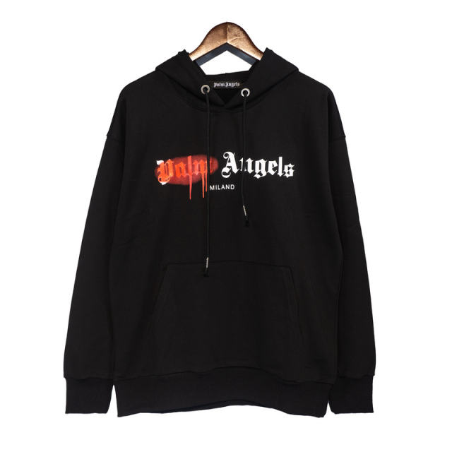 Palm Angels 22FW Painted Logo Hoodie Black White