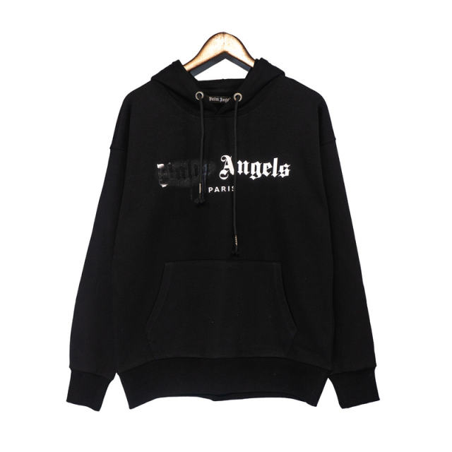 Palm Angels 22FW Painted Logo Hoodie Black White