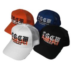 sanskrit cap hat orange blue white black