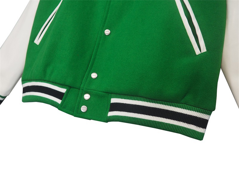 Rhude red square leather sleeves jacket green