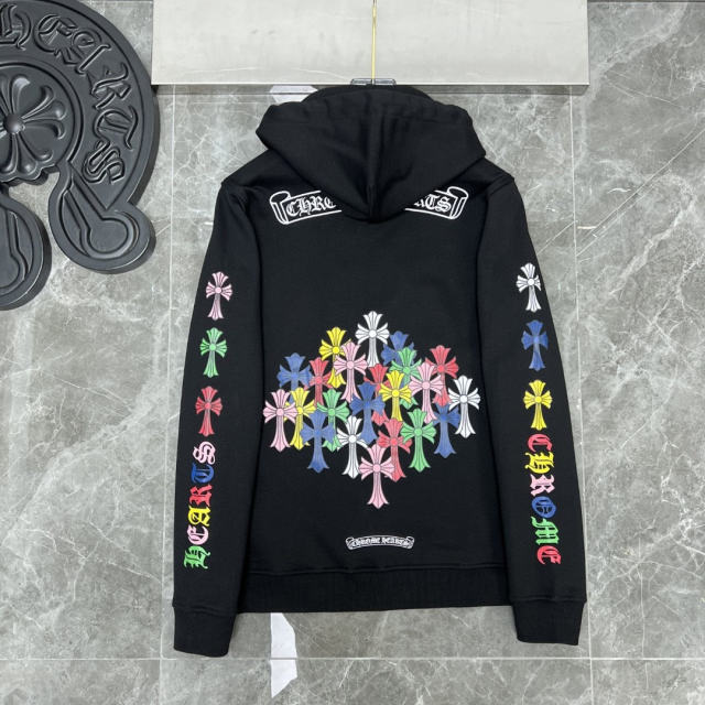 Chr0me Hearts Colorful Crosses Logo Hoodie White Black