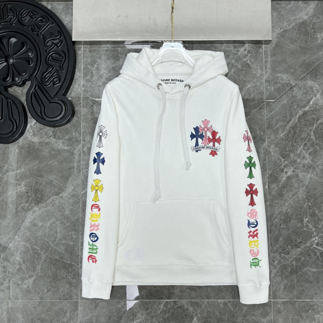Chr0me Hearts Colorful Crosses Logo Hoodie White Black