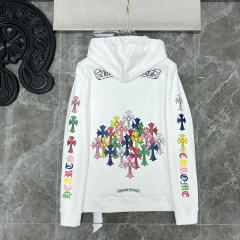 Chr0me Hearts Colorful Crosses Logo Hoodie White Black
