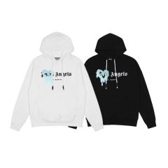 Palm Angels Blue Heart Logo Hoodie (White Black)