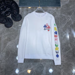 Chr0me Hearts Colorful C Crosses Logo Sleeve Sweatshirt （Black/White）