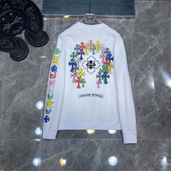 Chr0me Hearts Colorful C Crosses Logo Sleeve Sweatshirt （Black/White）