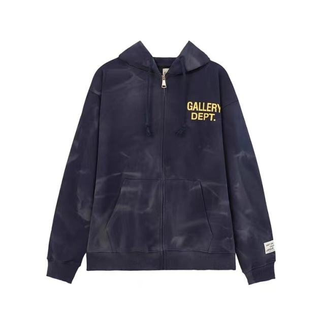 Gallery Dept Tie Die Zip Hoodies (Blue/Black/Navy Blue)