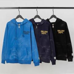 Gallery Dept Tie Die Zip Hoodies (Blue/Black/Navy Blue)