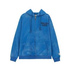 Gallery Dept Tie Die Zip Hoodies (Blue/Black/Navy Blue)