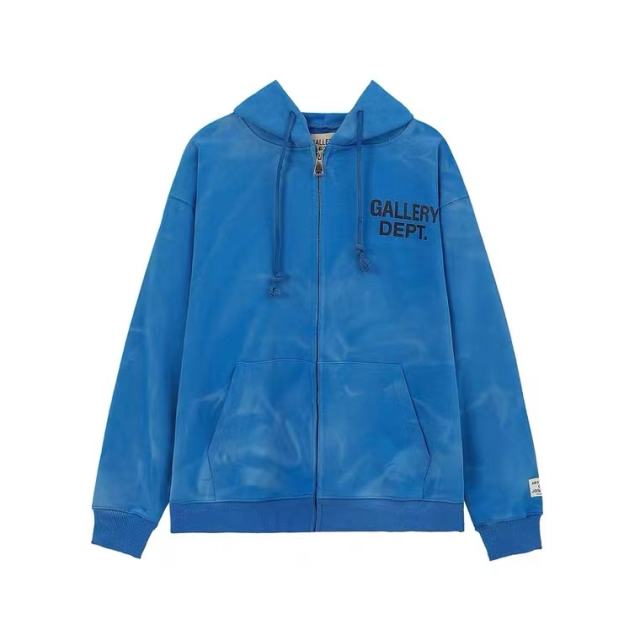 Gallery Dept Tie Die Zip Hoodies (Blue/Black/Navy Blue)