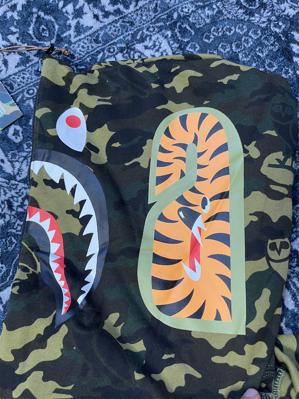 BAPE x OVO Woodland Camo Shark Reversible Full Zip Hoodie Black