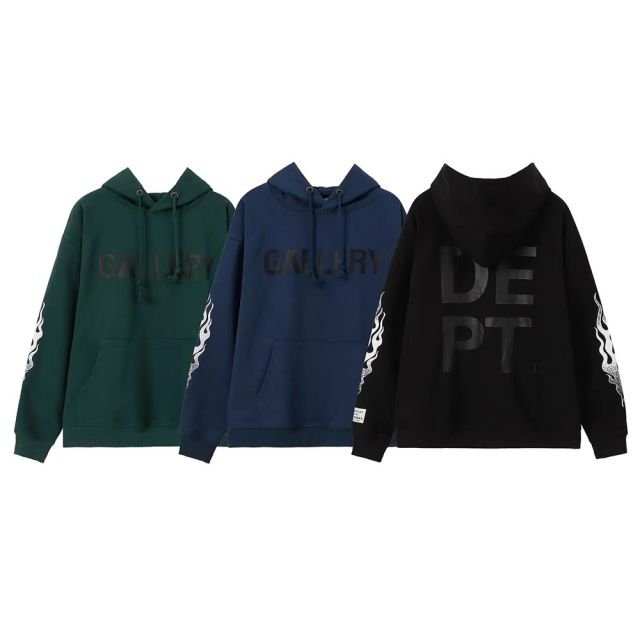 Gallery Dept flame printing hoodie (Black/Grey/Navy Blue)