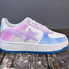 Bape Sta Shoes Colorful Leather Shoes White Pink Blue