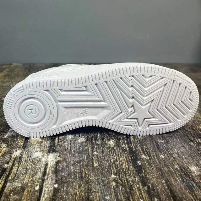Bape Sta Patent Logo White Leather Shoes