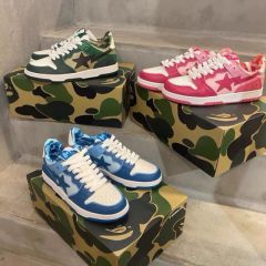 BAPESTA BAPE STA LOW SK8 DUNK Shoes (Pink/Green/Blue)