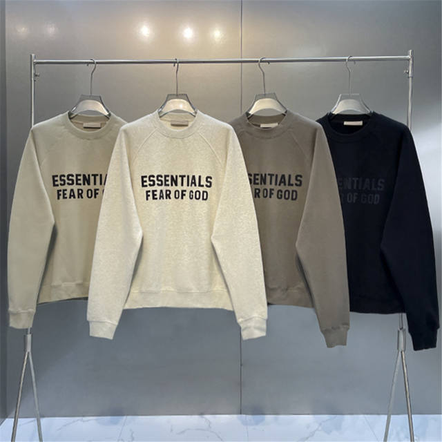 Fog Fear of God Crewneck Fleece Sweatshirt Gray Black Olive