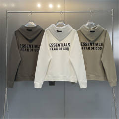 Fog Fear of God Back Big Flocking Logo Hoodie Black/Brown/White