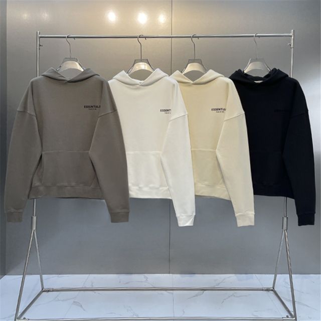Fog  Fear of God back flocking logo Hoodies 4 Colors (Black/White/Tan/Beige)