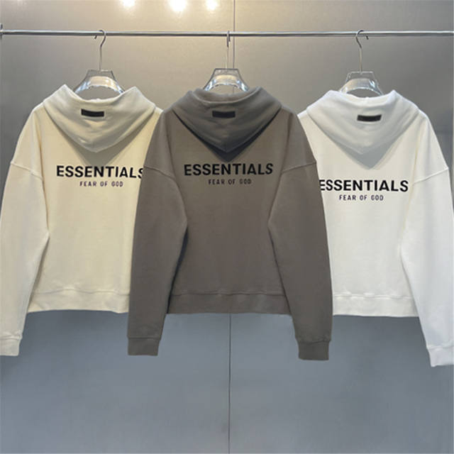 Fog  Fear of God back flocking logo Hoodies 4 Colors (Black/White/Tan/Beige)