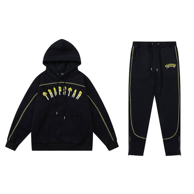 Trapstar Yellow letters hoodie pants Black
