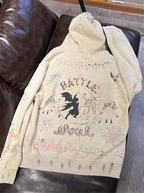 Saint Michael Flying Birds Hoodie beige