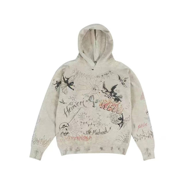 Saint Michael Flying Birds Hoodie beige