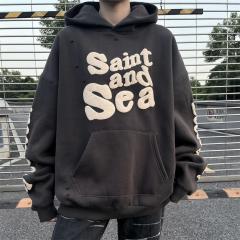 Saint Michael Foaming Print Fonts Hoodie Black