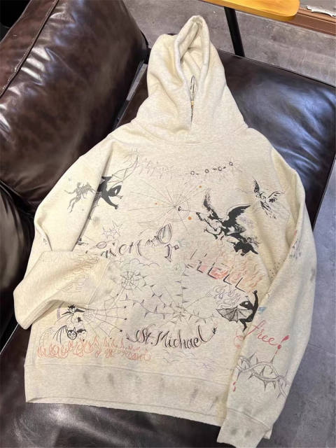 Saint Michael Flying Birds Hoodie beige