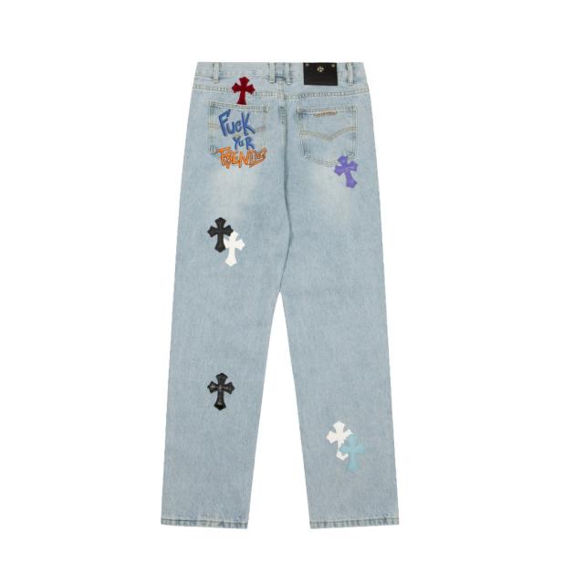 [Best Quality] Chr0me  Hearts CH Matty Boy CONCEPT Crosses Graffiti Ripped Denim Jeans