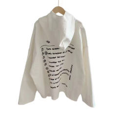 Masion Margiela MM6 Hand Writing Fonts Logo Hoodie White