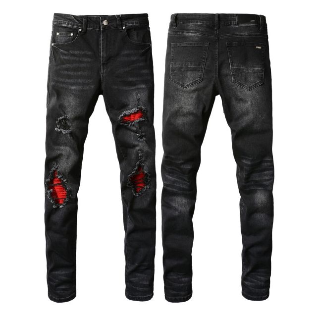 AMIRI Red Hole Jeans Black Reps Replica Ninjahype Dhgate Repdog ...