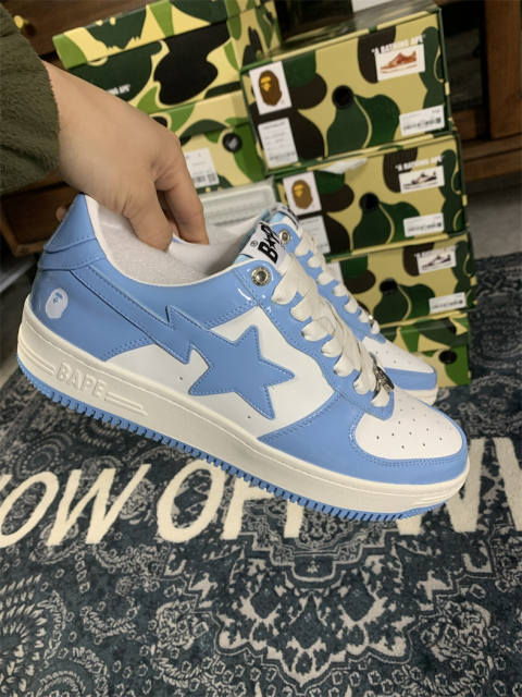 Bape Sta Patent Shoes Patent Leather Shoes Carolina Blue (Size US5-US12)