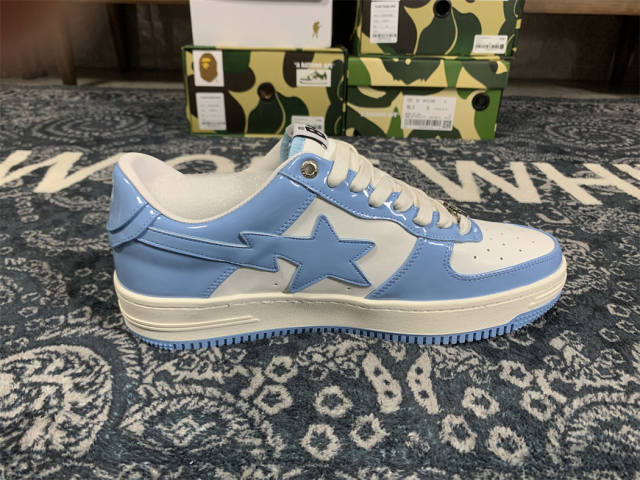 Bape Sta Patent Shoes Patent Leather Shoes Carolina Blue (Size US5-US12)