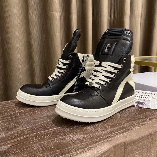 R*ck Owеn* x CH Hi-Street Shoes Boots High Black & White