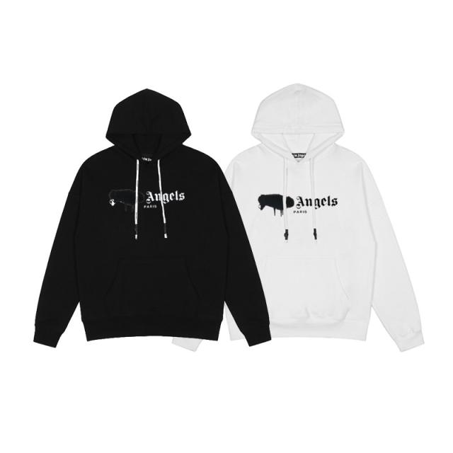 Palm Angels Painting Logo Hoodie (Black/White)