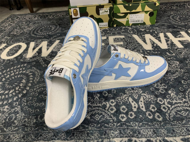 Bape Sta Patent Shoes Patent Leather Shoes Carolina Blue (Size US5-US12)