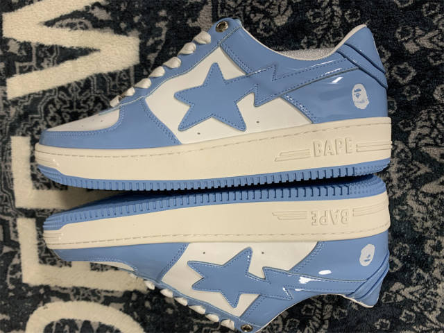 Bape Sta Patent Shoes Patent Leather Shoes Carolina Blue (Size US5-US12)